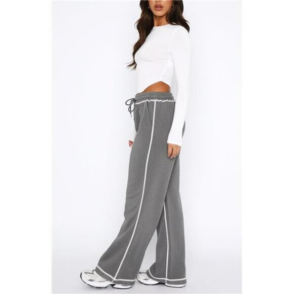Wide Leg Sweatpants Women High Waisted Joggers Lounge Pants Soft Fleece - Picture 2 of 7